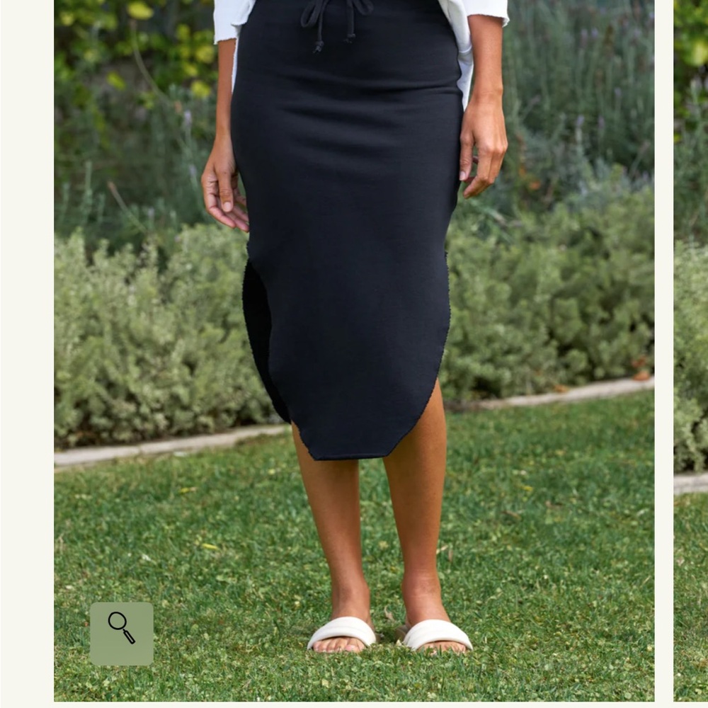 Frank & Eileen Blue Midi Pencil Skirt with Tie Front